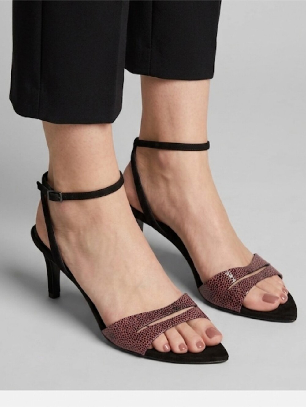 Tibi Open Toe High Heel Red/Pinkish Pattern Shoes Women's Size 39